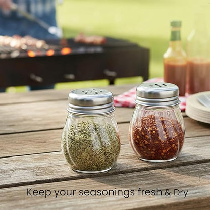 Oblivion Spice Box 2 Pcs – Oregano & Chilli Flakes Dispenser Set – Unbreakable Plastic Spices Shaker with Stainless Steel Lid – BPA-Free & Reusable Easy Pour Seasoning Jars for Kitchen & Dining Table