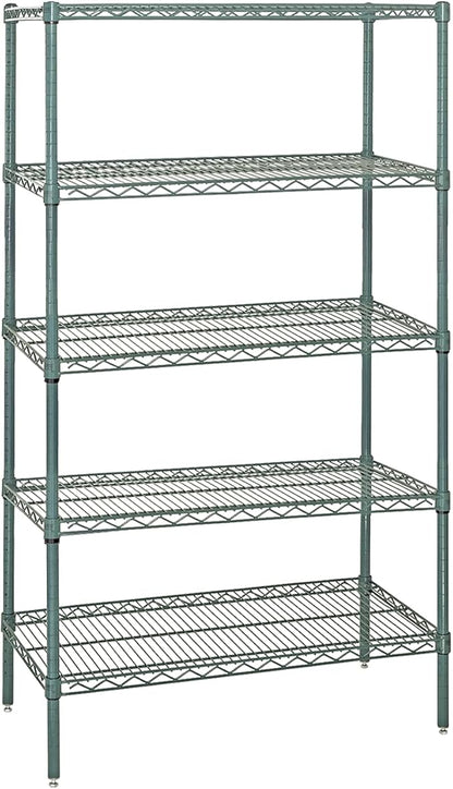 Quantum Storage Systems WR86-1442P Wire Shelving Starter Kit, 42" W x 14" D x 86" H, 600 lbs Capacity, Carbon Steel, Epoxy Coated, Green, NSF