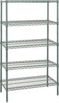 Quantum Storage Systems WR86-1442P Wire Shelving Starter Kit, 42" W x 14" D x 86" H, 600 lbs Capacity, Carbon Steel, Epoxy Coated, Green, NSF