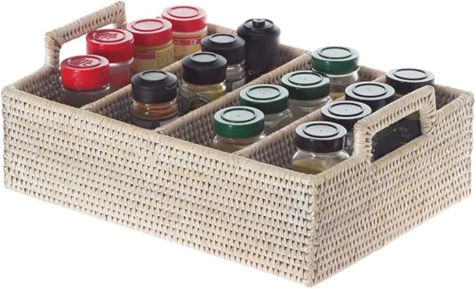 KOUBOO Lo Jolla Rattan Flatware Tray, White Wash