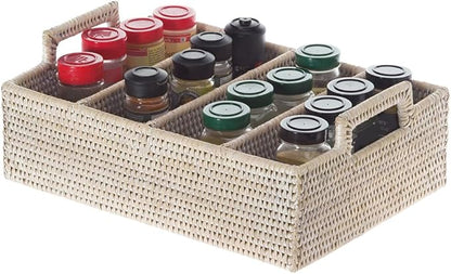 KOUBOO Lo Jolla Rattan Flatware Tray, White Wash