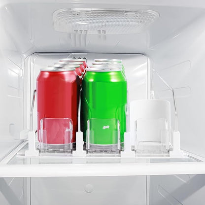 Drinks Organizer for Fridge Self-Sliding Soda Can Dispenser Adjustable Width Fridge Organizer Drinks Dispenser 3 Rows Can Organizer with Locking Design Holds 12 oz 16 oz 20 oz for Cola Juice
