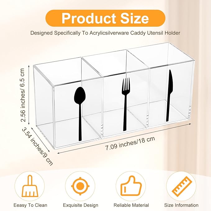 Cutlery Storage Organizer Silverware Caddy Utensil Holder Countertop Knife Spoon and Fork Organizer Kitchen 3 Section Tableware Storage Box Indoor Party Outdoor Tableware Holder