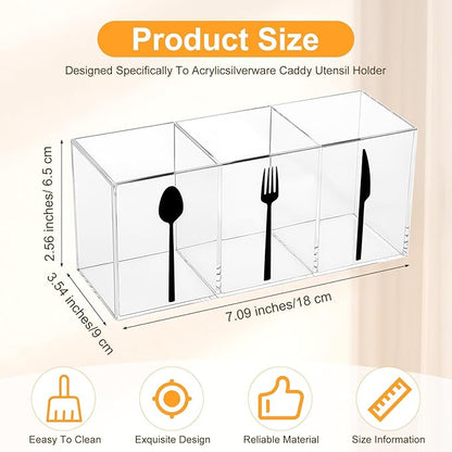 Cutlery Storage Organizer Silverware Caddy Utensil Holder Countertop Knife Spoon and Fork Organizer Kitchen 3 Section Tableware Storage Box Indoor Party Outdoor Tableware Holder
