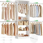 12FT Large Open Closet System, 138'' Wall-Mounted Closet Shelving with 5 Hanging Rods and 6 Shelves, Customizable Wardrobe for Walk-In Closets, Fits 5–12FT Spaces, White