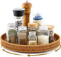 Reallnaive 12 Inch Lazy Susan Organizer, Rattan Round Turntable, Lazy Susan for Table Top, Wicker Tray Hand Woven, Wicker Plate Rotating Spice Rack for Kitchen Cabinet Countertop Storage Essential