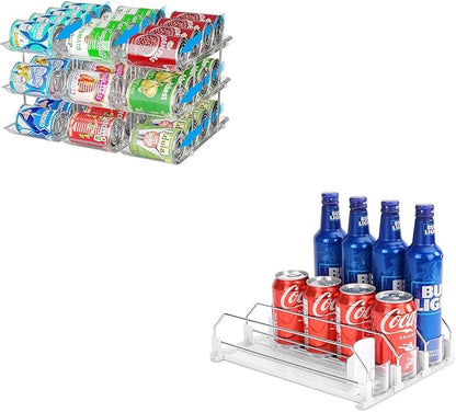 Stackable 3 Tiers Can Organizer Pantry and Automatic Soda Can Organizer for Refrigerator Can Dispenser
