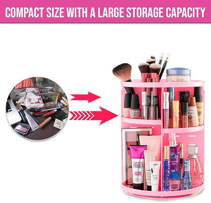 360° Rotating Makeup Organizer - Cosmetic Organizer for Bedroom Dresser & Vanity Countertop - Multi-Function Storage Makeup Carousel - Clear