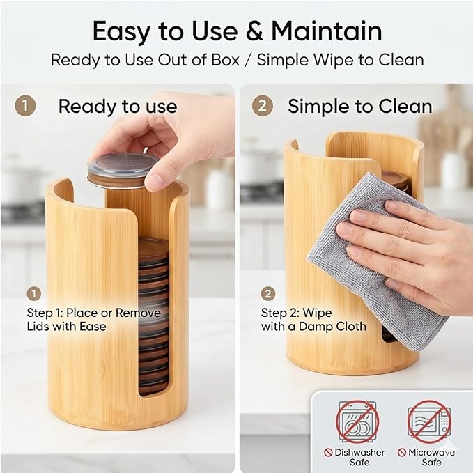 Mason Jar Lid Organizer (2pcs), Mason Jar Lid Storage Made, Suitable for Mason/Canning/Bamboo Lids, Fit Perfectly, Stackable Steady (Wide Mouth)