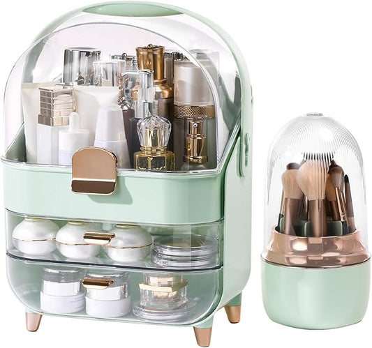 Makeup Organizer Countertop, Skincare Bathroom Counter Organizer, Storage Box Cosmetic Display Cases, Teen Girl Gifts Trendy Stuff Make up Organizers for Vanity, Dresser (Green)