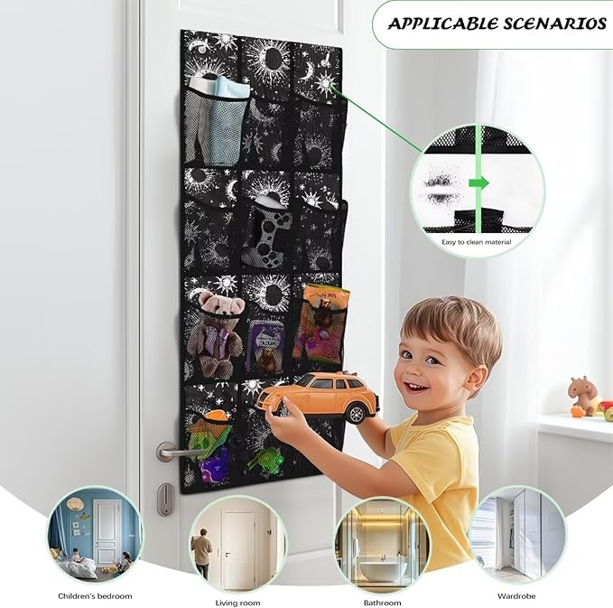 Galaxy 12 Pockets Over the Door Shoe Organizer,Hanging Shoe Organizer for Door with 12 Mesh Pockets, Large Capacity Shoe Hanging Storage Bag,Headphone Storage Classroom