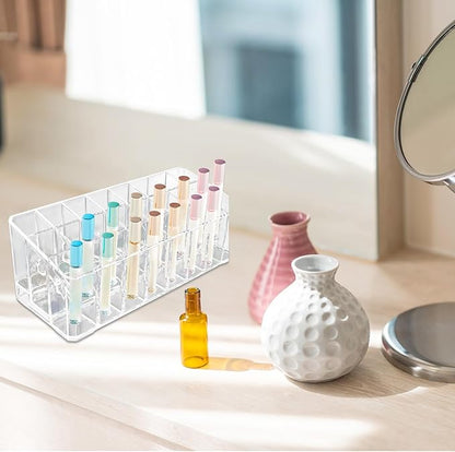 Klmnop Rollerball Perfume Organizer, 24 Space Beauty Scent Holder, Clear Perfume Storage Holder for Makeup Lipgloss Lipstick(Clear)
