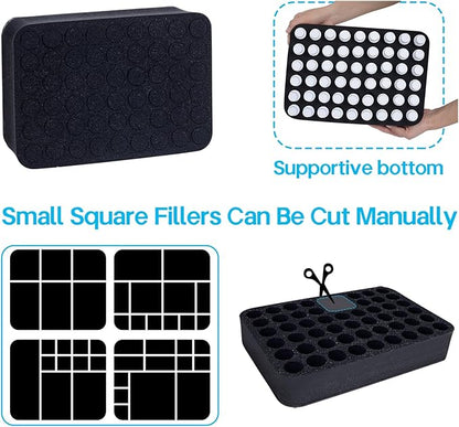 Essential oils Organizer Holder Foam Pad with Slots, Holds 54 bottles of 10ml、15ml Bottles, Removable Dividers，Black