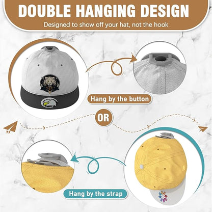 Niunuerga 36 Pack Adhesive Hat Hooks for Wall, Super Strong Hat Rack for Baseball Caps, Hat Organizer Display for Home Decor, Hat Hangers Holder for Wall, Door, Closet, No Drilling (Gray)