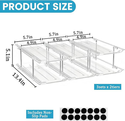 Can Organizer for Pantry, 2 Tier Canned Food Goods Storage Organizer, Clear Soda Can Organizer for Refrigerator Stackable Can Dispenser Rack Holders for Pantry Cabinet Fridge Countertop, Holds 24 Cans