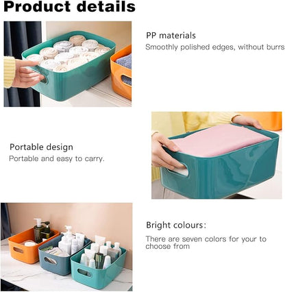 OWill 7 Pcs 2.1 L Plastic Storage Bins and Baskets for Efficient Home Classroom Organization Small Containers in Multicolour for Kitchen, Cupboard box, and Bathroom Organizer on Shelves and Tubs