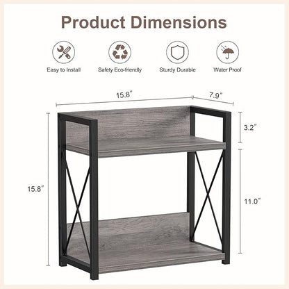 Giikin Coffee Bar Accessories, 2 Tier Spice Rack for Counter, Gray Kitchen Countertop Organizer (Grey, L)