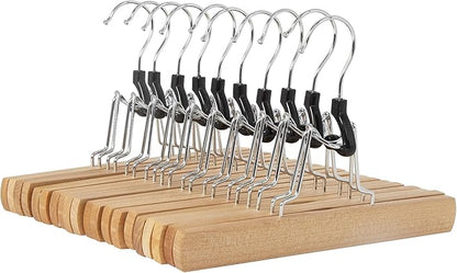Amazon Basics Wooden Pants Hangers Closet Organizer, Natural, 20-Pack