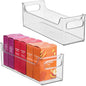 iDesign Stackable Plastic Pantry Bin with Handles for Cabinets or Fridge, Set of 2, Clear, Made in USA