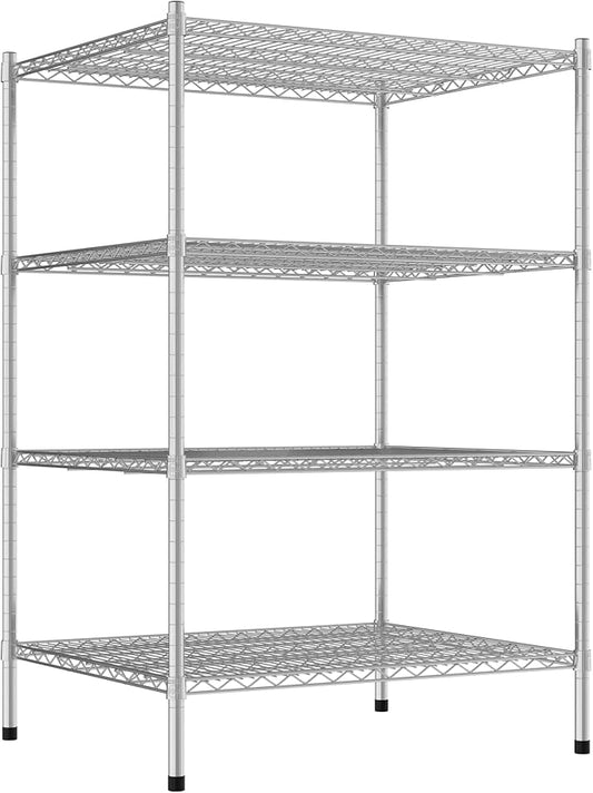 Commercial NSF Listed Chrome Stationary Wire Shelving Kit 30" x 36" x 54", with 4 Shelves Perfect for Warehouse, Walk-in Refrigerator, Freezer, Grocery Store, Restaurant, Dishroom
