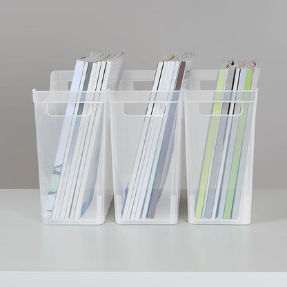 Sterilite Narrow Shelf Bin with Handles, Plastic Storage Container for Organizing Shelving, Closet, Pantry, and Countertops, Clear, 6-Pack