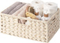 GRANNY SAYS Wicker Storage Baskets for Shelves, Waterproof Wicker Baskets for Organizing, Woven Basket for Shelves, Decorative Basket for Entryway, Butter Milk