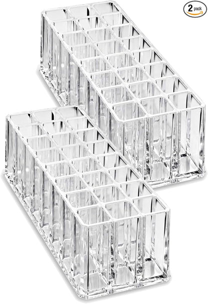 Acrylic Makeup Tool Organizer 24 Space Storage Deep Slot Refillable Container For Long Cosmetic Beauty Tool Organization Display Case (2)