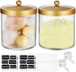 2 Pack 50 Ounce Large Clear Apothecary Jar with Gold Rust-Proof Lid - Shatterproof Plastic Storage Canister - Modern Luxury Bathroom Vanity & Laundry Room Organizer for Pods, Bath Salts