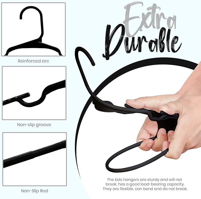 Utopia Home 60 Pack Kids Hangers - 11.5 Inch Plastic Baby Hangers for Closet - Childrens Hanger for Clothes & Infant Hanger for Closet - for Everyday Standard Use (Black)
