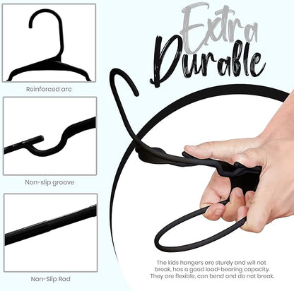 Utopia Home 60 Pack Kids Hangers - 11.5 Inch Plastic Baby Hangers for Closet - Childrens Hanger for Clothes & Infant Hanger for Closet - for Everyday Standard Use (Black)