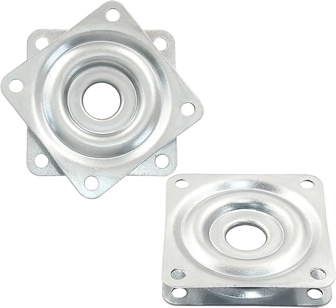 Hordion 2 Pcs 2 Inch Lazy Susan Turntable Bearings, Square Rotating Plate Lazy Susan Hardware Heavy Duty Swivel Plate for Kitchen Dining Table Makeup Holder, Silver