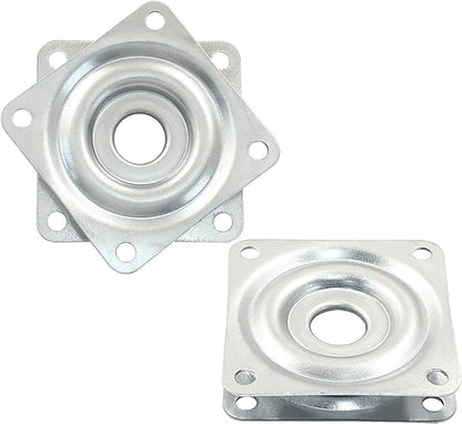 Hordion 2 Pcs 2 Inch Lazy Susan Turntable Bearings, Square Rotating Plate Lazy Susan Hardware Heavy Duty Swivel Plate for Kitchen Dining Table Makeup Holder, Silver