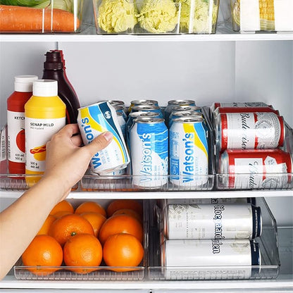Xicennego Pop-Up Soda Can Dispenser Storage Organizer Bin (2pack-Large) PET Can Holder Storage Beverage Canned Food Organizer For Kitchens Refrigerators Counters Freezers Shops Camping RVs