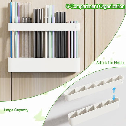 Straw Holder for Cabinet Door, Silicone Straw Organizer for Cabinet Door, Kitchen Cabinet Organizer Reusable Straws Dispenser for Home Kitchen Accessories (White)