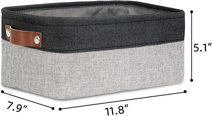 DULLEMELO Small Collapsible Fabric Basket for Organizing, Shelves, Closets, Laundry, Nursery, Decorative Gift Basket (Black&Gray)