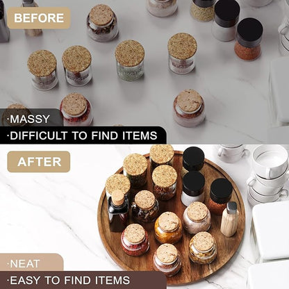 VERTORGAN Lazy Susan Organizer for Kitchen,Acacia Wood Turntable for Cabinet, Pantry, Table, Countertop, Vanity, Spice Rack（Large）