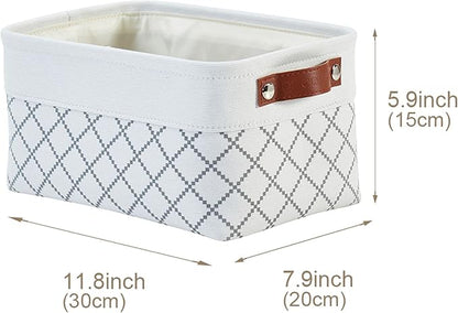DECOMOMO Small Storage Basket, Closet Storage Bins, Baskets for Organizing Shelves (White Check, Small - 6 Pack)