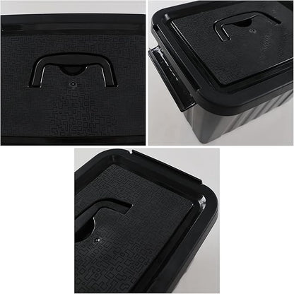 6L Plastic Storage Boxes, 6 Pack Black Storage Bins with Lids