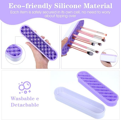 4 Pcs Silicone Makeup Brush Holder, Multipurpose Cosmetic Organizer, Pen Holder for Desk, Storage Box, Sewing Tool, Beauty Tool, Scissors, Toothbrush Holders