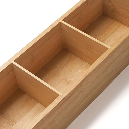 Bamboo Bathroom Basket, Wood Toilet Tank Basket, Wooden Storage Box with 3 Compartments for Bathroom Organizer (16.5 x 5.5 x 3.5 inch)