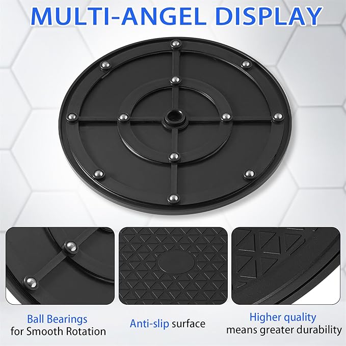 10 Inch Lazy Susan Turntable Organizer, Eichzer Premium Heavy Duty Black Rotating Swivel Stand with Steel Ball Bearings for Model/Rotating Plants/Crafts Stand/TV/Monitor/Laptop (360˚ Rotation)