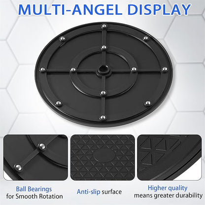 10 Inch Lazy Susan Turntable Organizer, Eichzer Premium Heavy Duty Black Rotating Swivel Stand with Steel Ball Bearings for Model/Rotating Plants/Crafts Stand/TV/Monitor/Laptop (360˚ Rotation)
