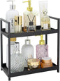 2-Tier Countertop Organizer for Bathroom – Cosmetic Organizer Rack and Storage Shelf for Bedrooms, Offices, Kitchen Counters, and Under Sinks (Black)