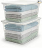 HOMZ 2-Pack Snaplock, Large Clear Plastic Storage Organizer Bins w/Lids, 56 Quart, White - Stackable Container Boxes for Bedroom, Bathroom, Garage, and Office Organization