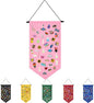 Winmany Wall Hanging Brooch Jewelry Storage Case Canvas Display Stand Enamel Pin Display Banner Holder Earrings Necklace Glitter Pin Collection Organizer (Pink)