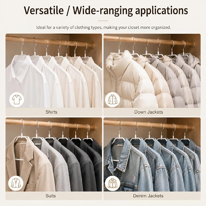Kathfly 25 Pack Ultra Thin Non Slip Shirt Clothes Hangers, Steel Space Saving Shirt Hangers with PVC Coating, No Shoulder Bumps for Shirts, Sweaters, Dresses and Jackets