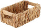 YAHUAN Woven Water Hyacinth Baskets for Organizing, Rectangular Wicker Baskets with Built-in Handles, Small Storage Baskets for Shelves (Water Hyacinth 1-Pack)