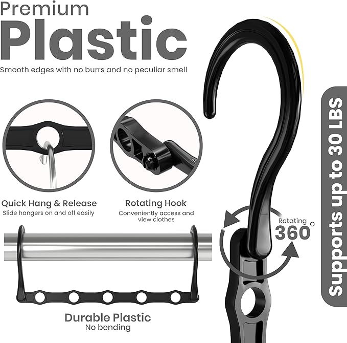 Utopia Home Space Saving Hangers for Clothes (Pack of 10) - Storage Saving Hanger for Dorm - Magic Hanger Clothing Organizer for Closet - Durable ABS Plastic Collapsible Hangers for Clothes (Black)
