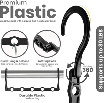 Utopia Home Space Saving Hangers for Clothes (Pack of 10) - Storage Saving Hanger for Dorm - Magic Hanger Clothing Organizer for Closet - Durable ABS Plastic Collapsible Hangers for Clothes (Black)