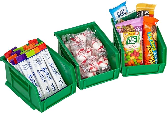 Akro-Mils 30210 AkroBins Plastic Storage Bins, Space-Saving Stackable Bins for Garage, Pantry, Craft Organization, 5" x 4" x 3", Grey, 6-Pack